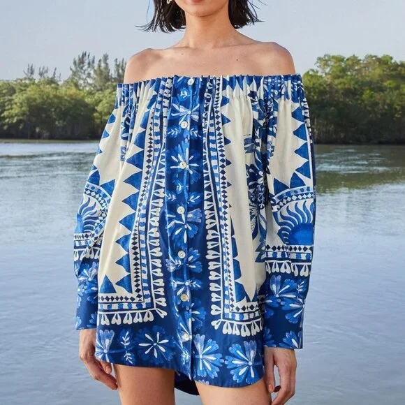 FARM Rio | Tops | Farm Rio Flora Tapestry Cotton Off Shoulder Long Sleeve Blouse Top Mini Dress | Poshmark FARM Rio | Tops | Farm Rio Flora Tapestry Cotton Off Shoulder Long Sleeve Blouse Top Mini Dress | Poshmark